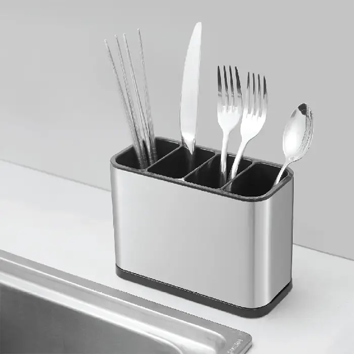 Support de rangement de couverts de cuisine en acier inoxydable