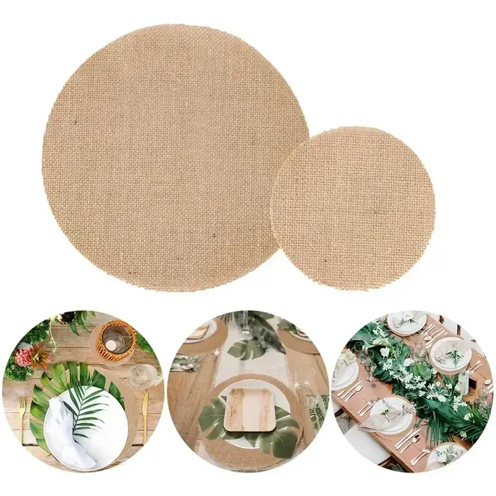 Napperon rond en toile de Jute et lin