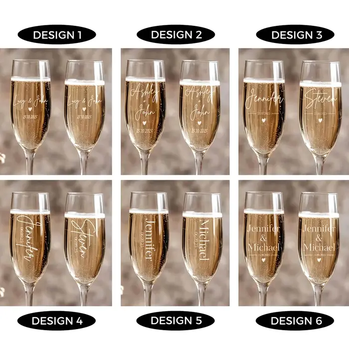 Ensemble de 2 verres à champagne personnalisés gravés