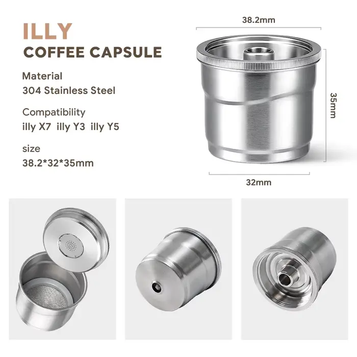 Filtres à café réutilisables pour capsules en acier inoxydable illy y3 Iperespresso Rich Crema