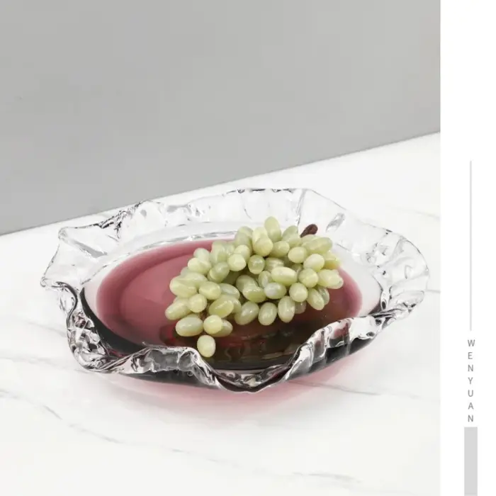 Plateau à fruits en verre plissé en forme de goutte d'eau, conteneur de rangement de bureau, plateau en verre gradué, plateaux décoratifs pour bijoux