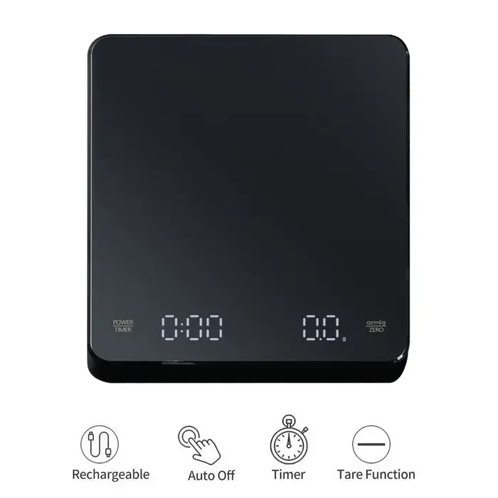 Balance à café numérique avec minuterie, écran LED, expresso USB 3kg Max. Poids 0,1g, mesures de hau