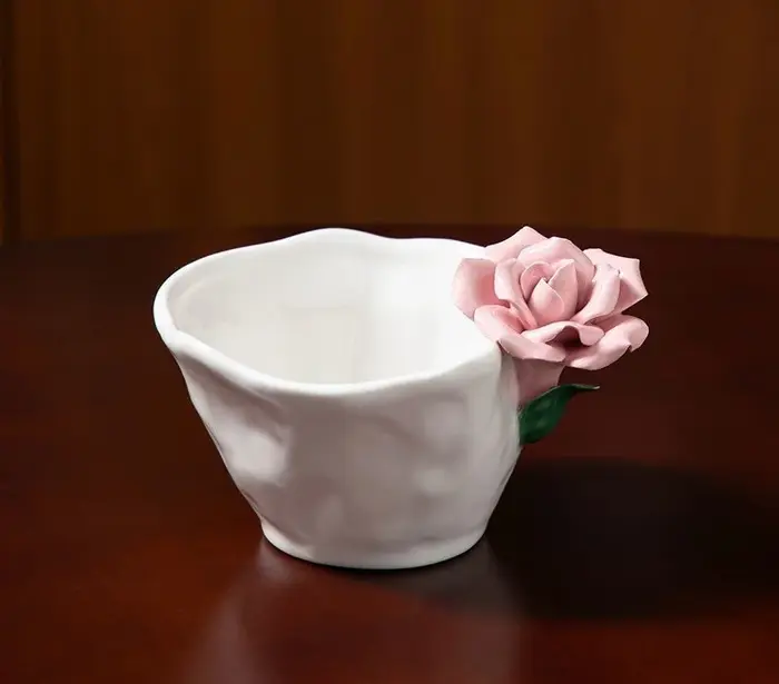 Tasse à café en céramique Rose faite à la main