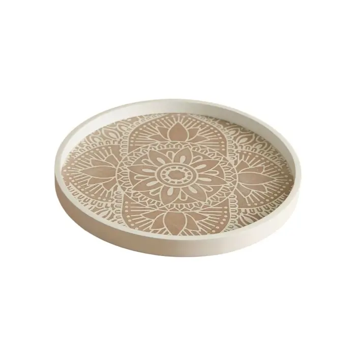 Plateau de service rond en bois vintage, décoratif, peu encombrant, grande capacité, pour aliments e