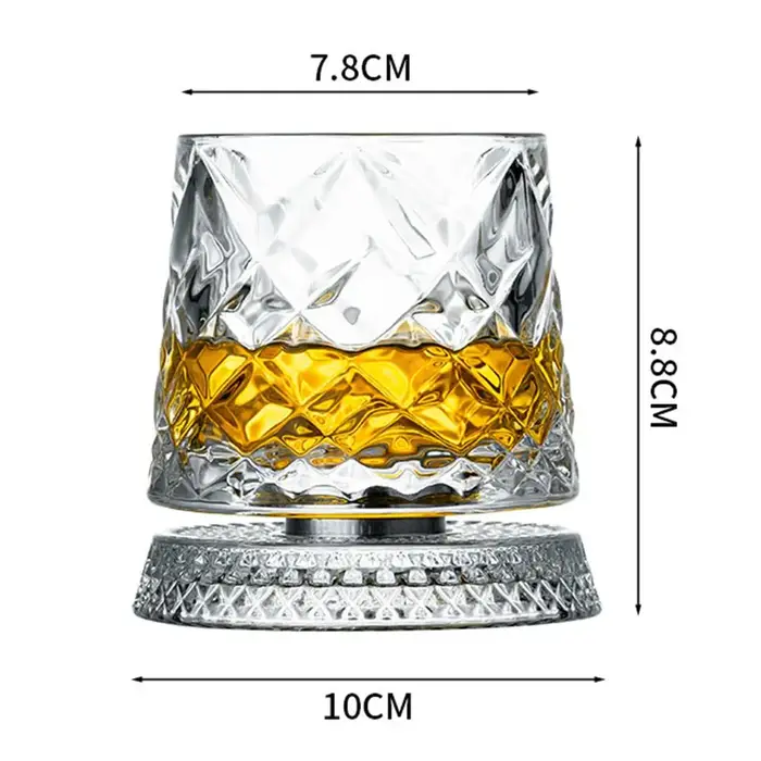 Verres à whisky rotatifs avec Base en verre