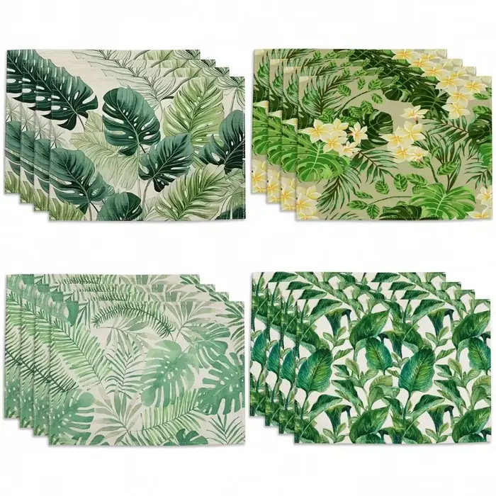 Sets de Table Imprimés de Feuilles Vertes Tropicales