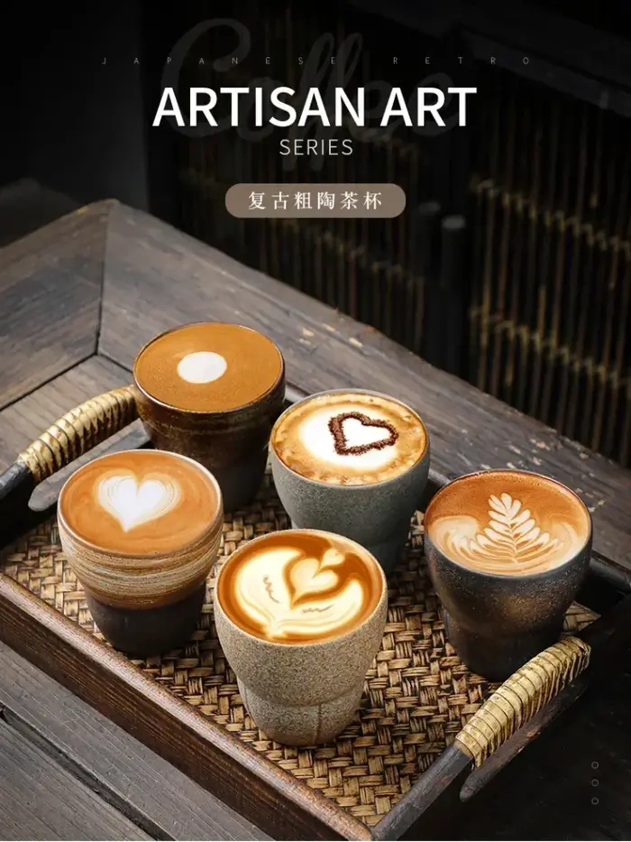 Tasse à café expresso en poterie grossière de style japonais