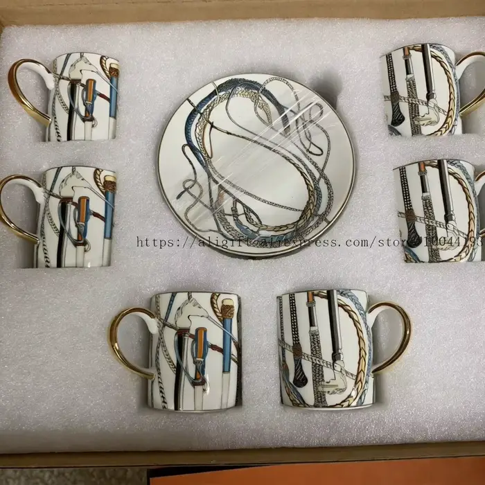 Tasses à café en céramique européennes d'italie, ensemble de tasses et soucoupes à expresso, thé de