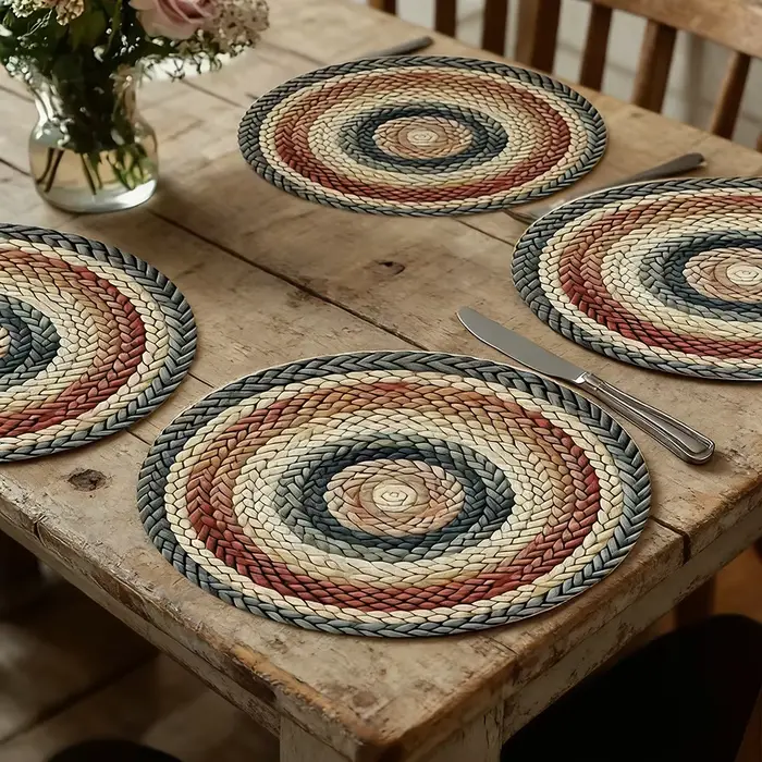 Napperon rond Beige rétro