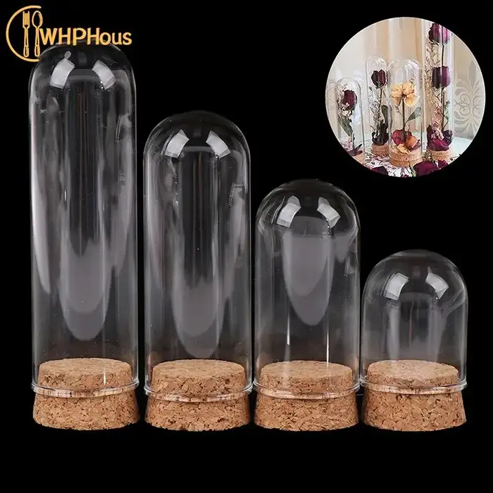 Cloche en verre avec base en bois