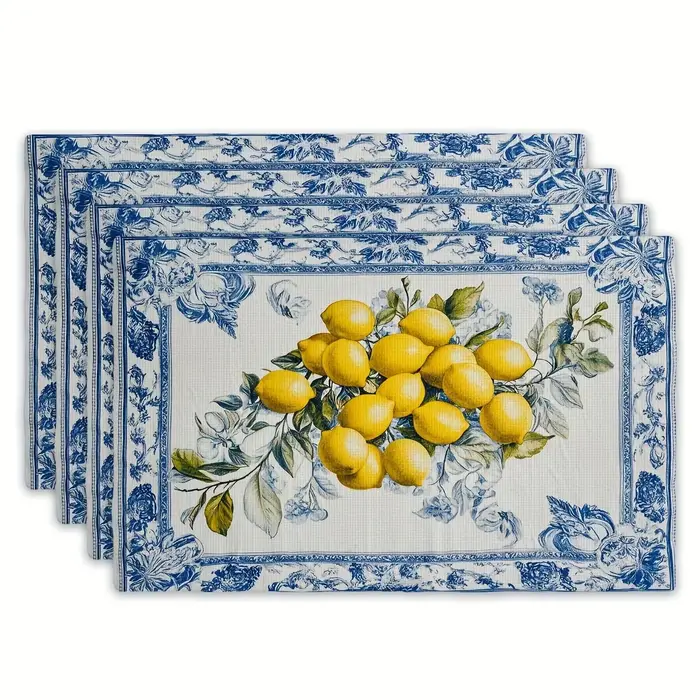 Napperons avec motif citron et feuilles vertes
