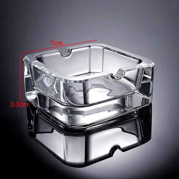 Cendrier en verre simple, carré, transparent, pour cigares, pour la maison et le bureau, conteneurs 