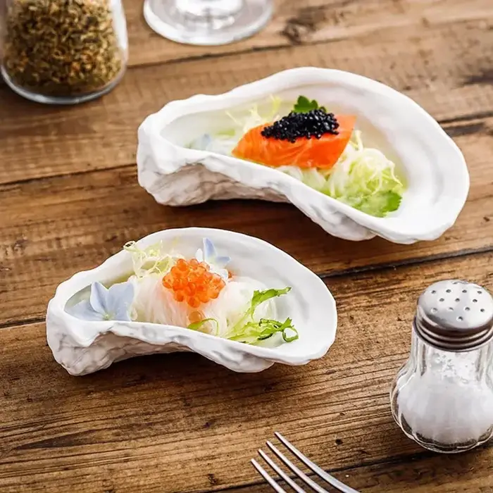 Bol à vaisselle en céramique en forme d'huître irrégulière, assiette à Dessert créative, vaisselle, 