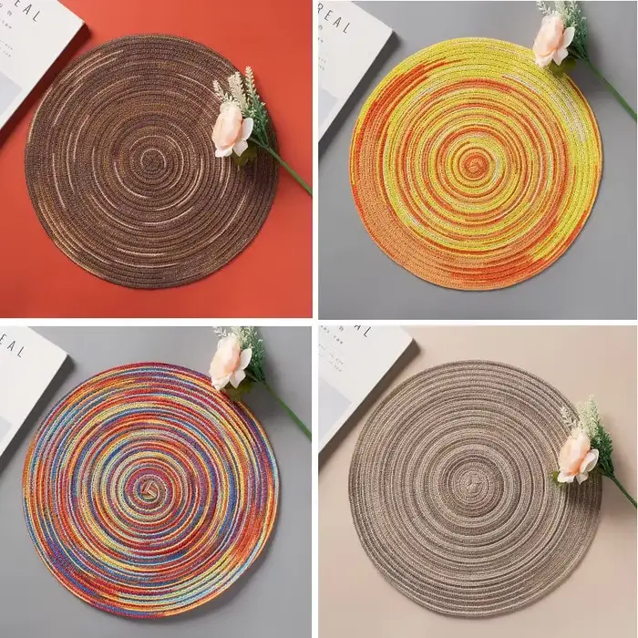 Napperon de Table Rond en Vinyle Tissé Individuel