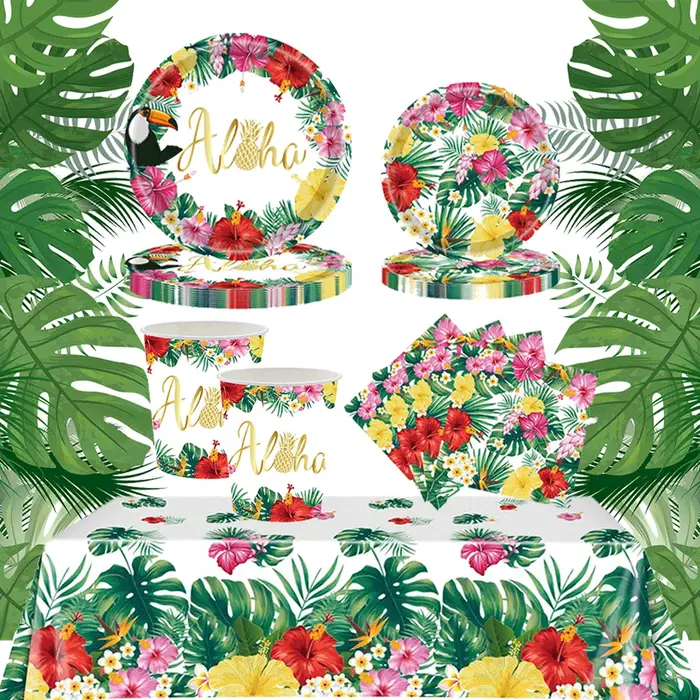 Vaisselle jetable pour fête hawaïenne Luau