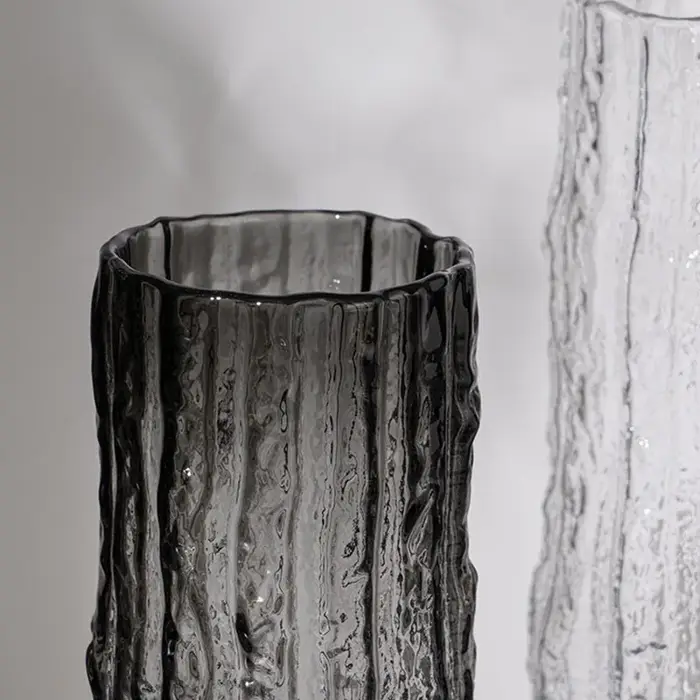 Vase en verre transparent pour décoration de table à manger, vase à fleurs glacier, bouteille de fle