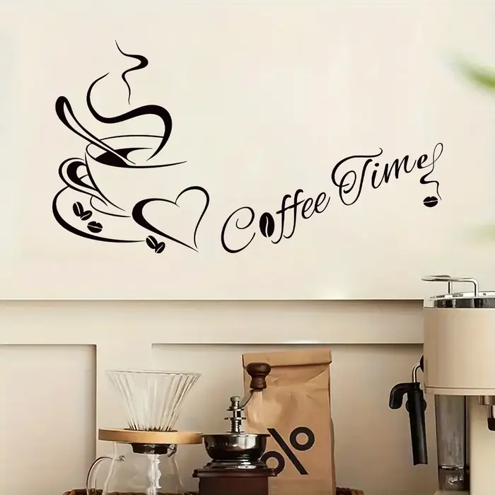 Autocollants muraux artistiques en forme de cœur de café