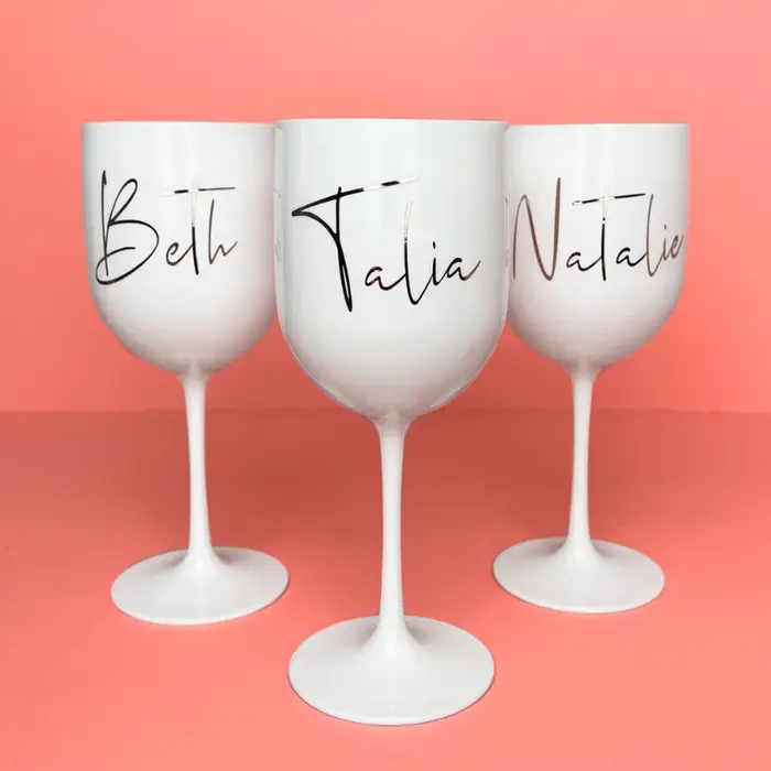 Verres de mariage en plastique personnalisés, verres à Champagne en plastique de 450ml, verres à vin