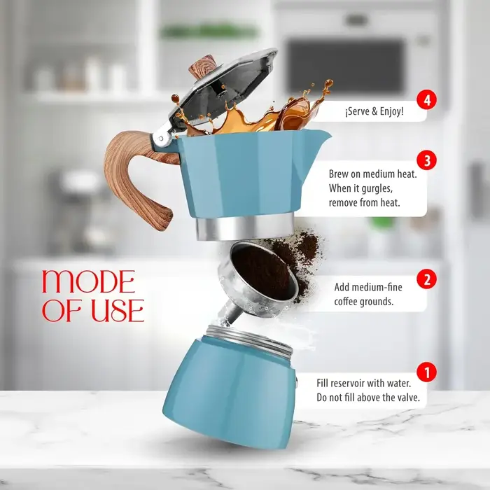 Cafetière Moka en aluminium de qualité supérieure