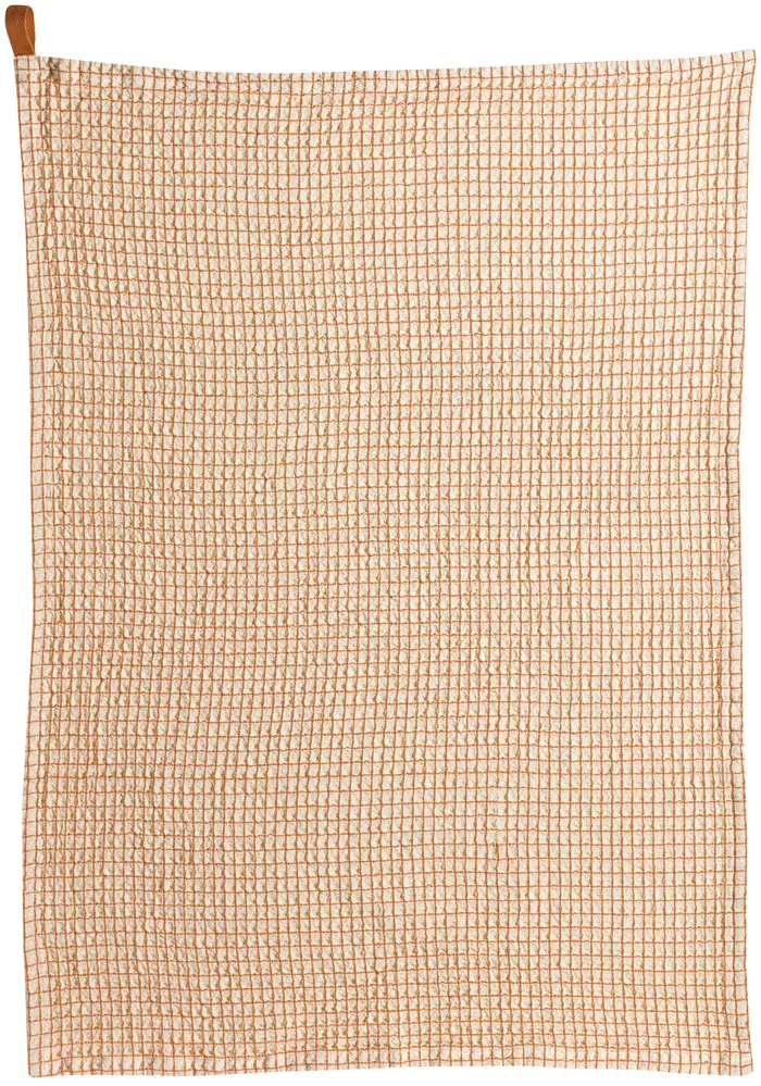 Torchon nid d'abeilles bicolore Mumba Cannelle 50 x 70