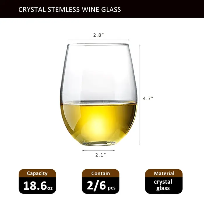 Ensemble de Verres à Vin Rouge Sans Pied en Clip de 18.6oz