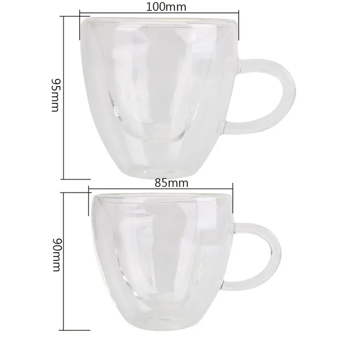 Tasse en verre à Double paroi en forme de cœur d'amour