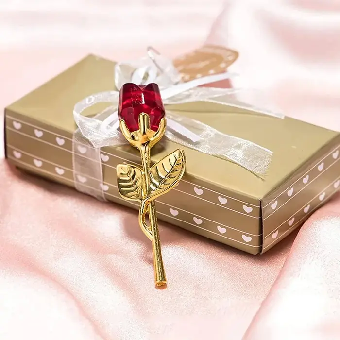 Mini fleur artificielle en cristal Rose