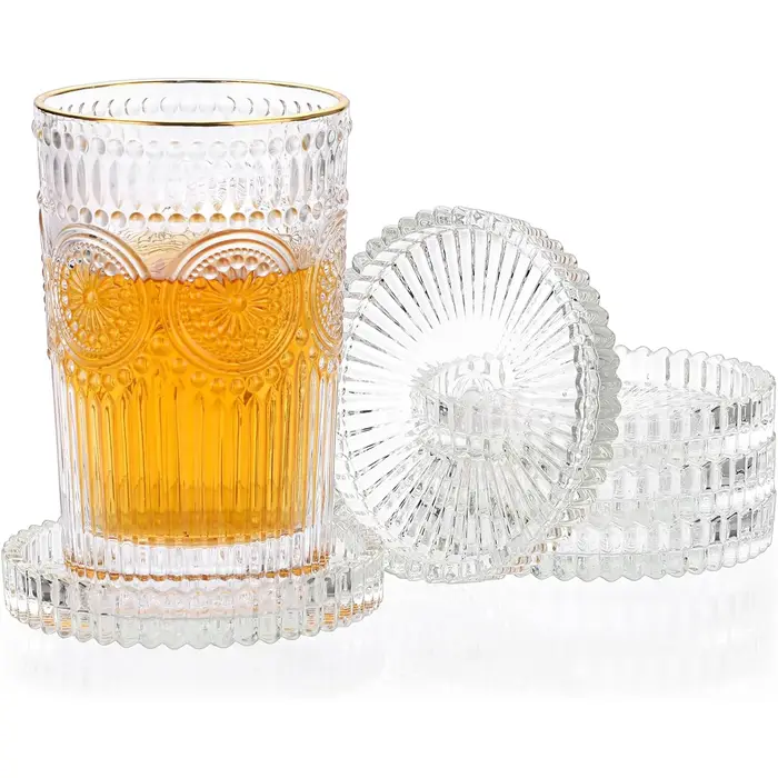Sous-verres en verre transparent moderne pour boissons