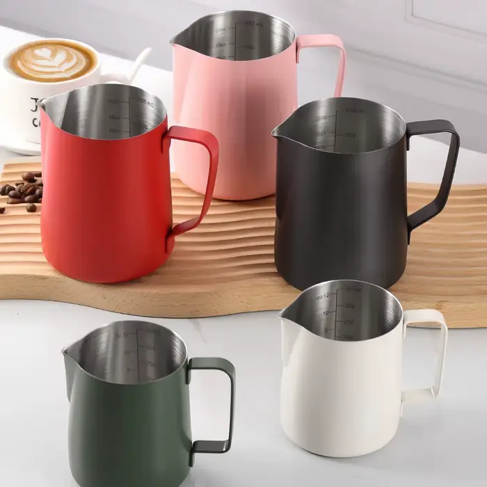 Pichet à mousse de café et de lait, 350/600ML, en acier inoxydable 304, échelle précise, haute quali