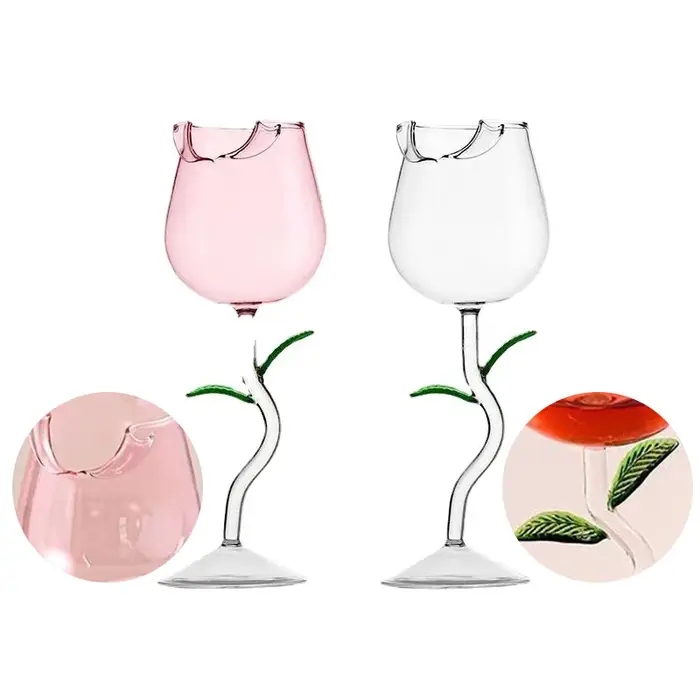 Verres à vin rouge en forme de rose