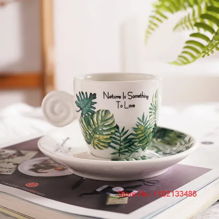 Ensemble tasse à café et soucoupe en céramique de 90ml