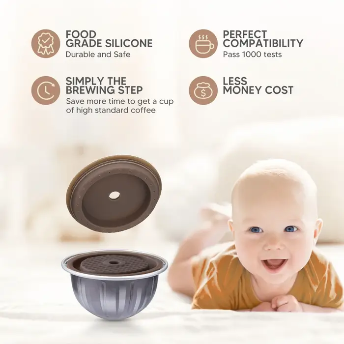 Couvercle réutilisable en silicone de qualité alimentaire pour capsules de café VerAACoffee, adapté 