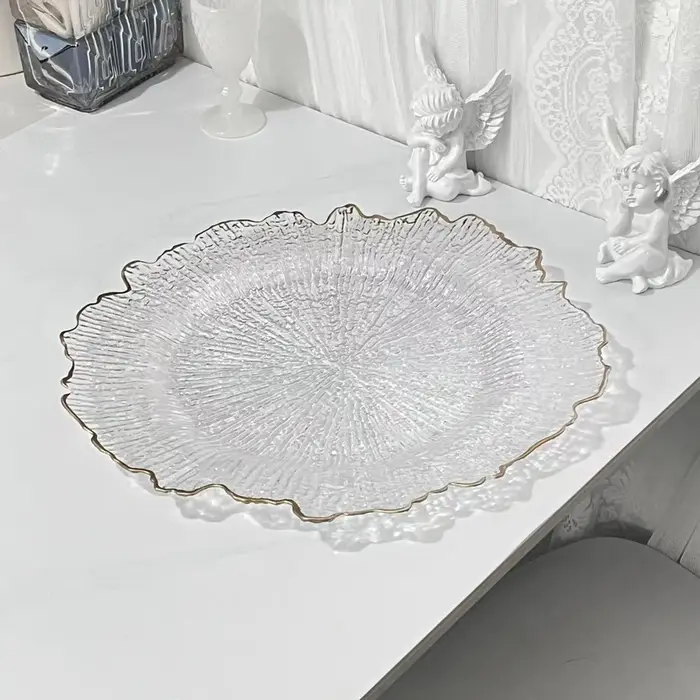 100 pièces de sous-assiettes transparentes décoratives de 33 cm pour la table, service de dîner, mar
