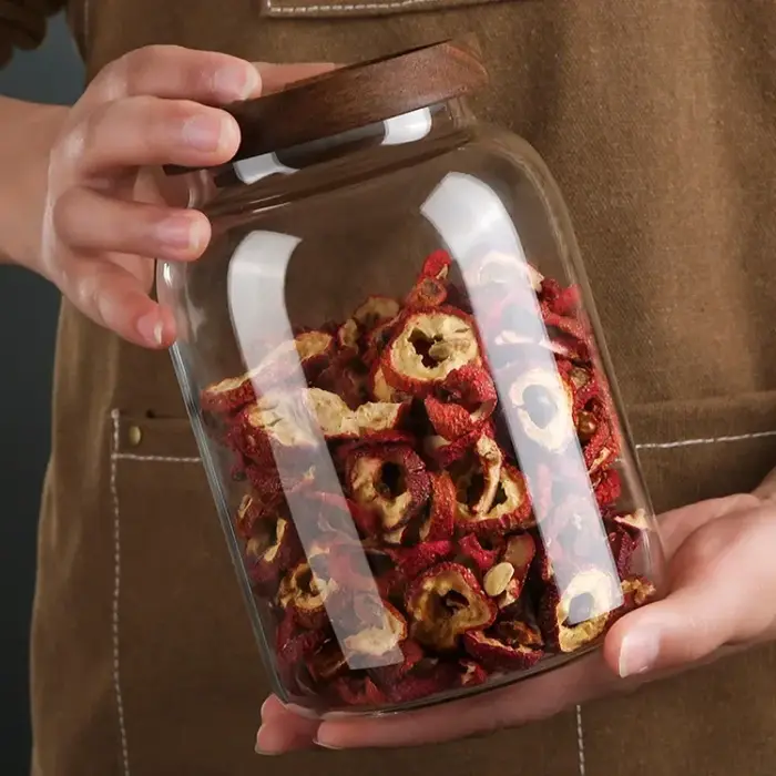 Bocal rond en verre borosilicaté avec couvercle