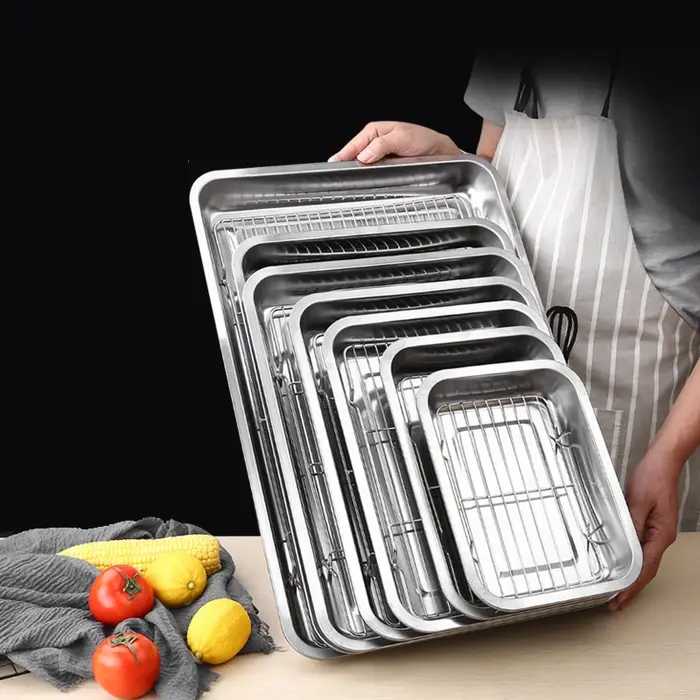 Plateau de cuisson en acier inoxydable avec support de refroidissement amovible