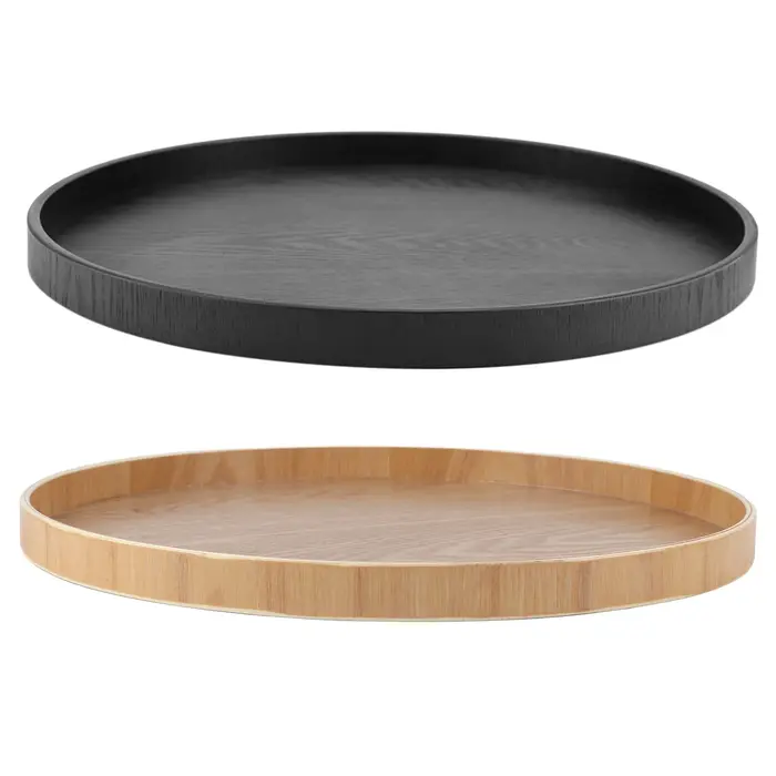 Assiette de service à thé en bois de forme ronde