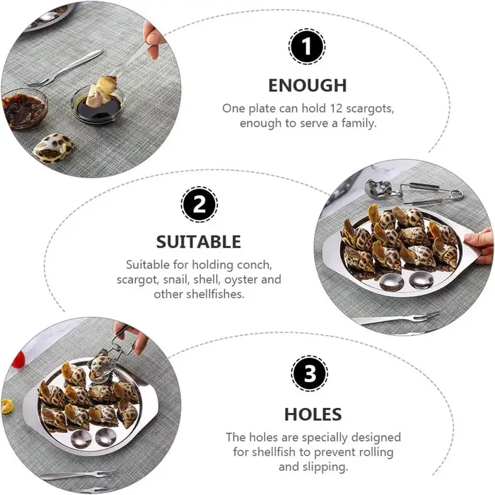 Assiette d'escargot d'escargot en acier inoxydable