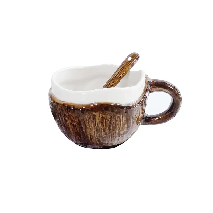 Tasse à noix de coco, tasse à café en céramique