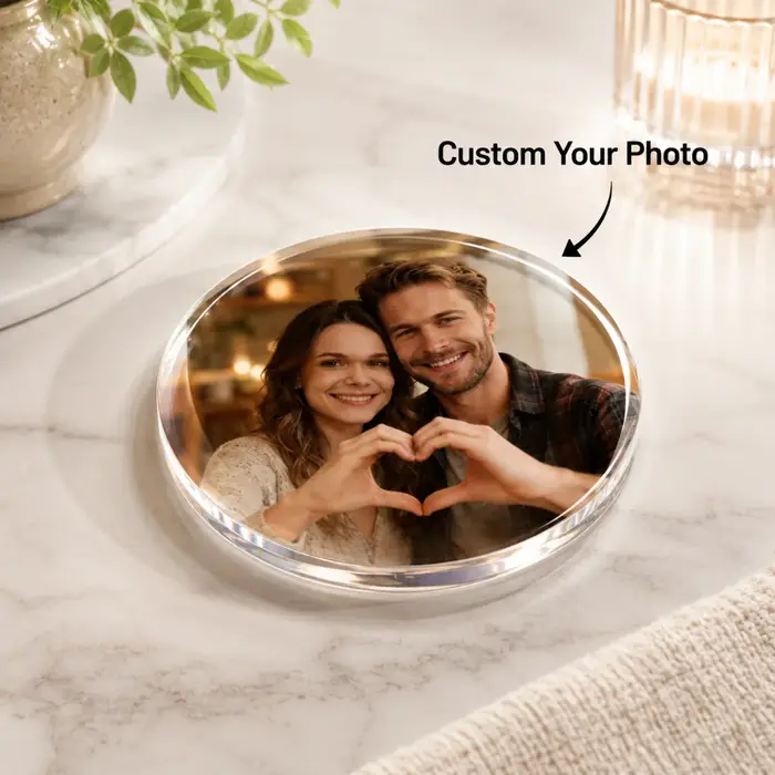 1 sous-verre personnalisé en acrylique – imprimé UV avec votre image ; Convient pour les mariages, l