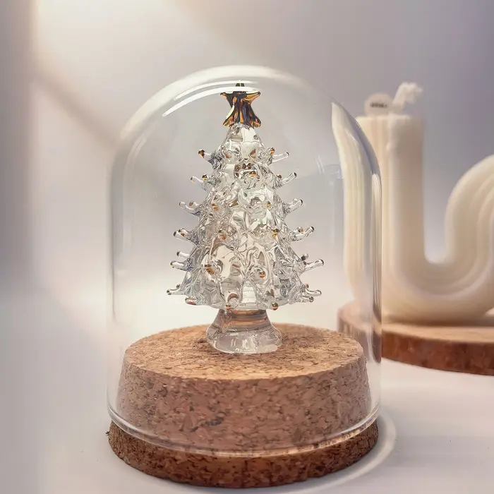 Dôme d'affichage cloche en verre avec Base en bois