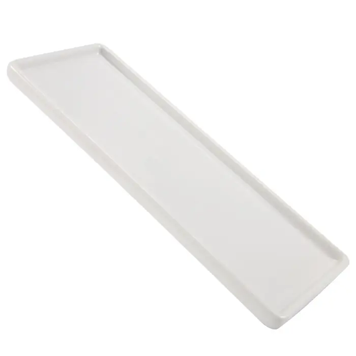 Assiette rectangulaire en porcelaine blanche, tasse de rince-bouche, assiette rectangulaire en céram