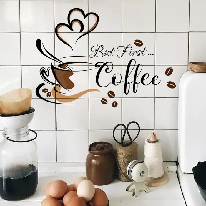 Autocollants muraux à motif de tasse à café créative