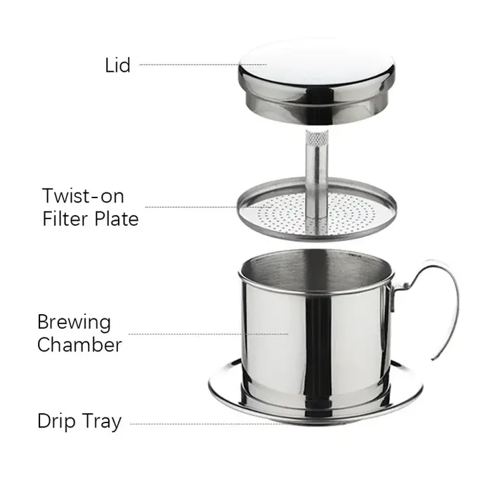 Filtre de tasse d'égouttement de café Phin vietnamien en acier inoxydable 304
