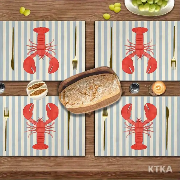 4 pièces, sets de table à rayures bleues et blanches