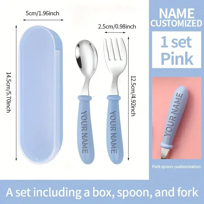 Ensemble de couverts avec nom personnalisé, complément alimentaire SS304, apprendre à manger, ensemb
