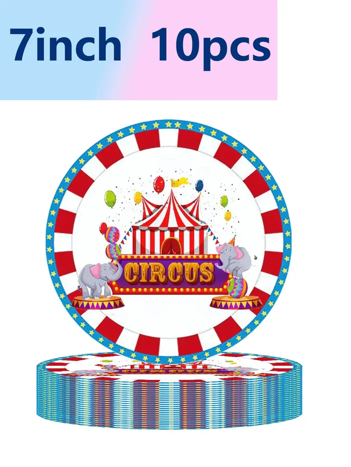 Vaisselle jetable sur le thème du cirque pour fête