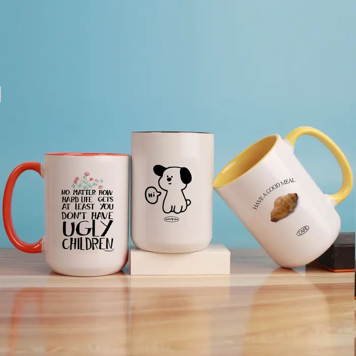 Image personnalisée 15oz tasses à café en céramique Photos de famille conception tasse texte personnalisé bricolage