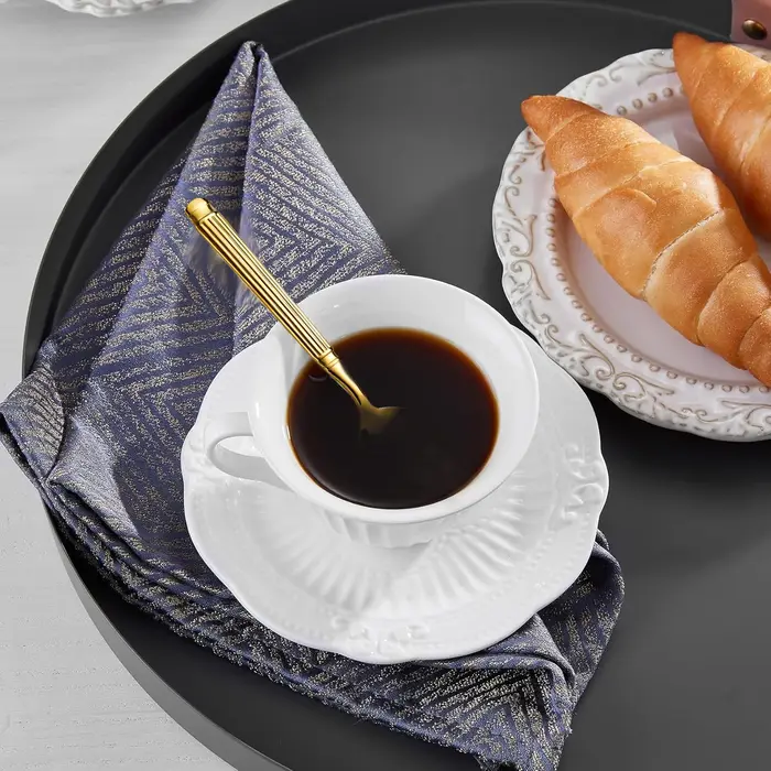 Ensemble de cuillères à expresso de luxe -5 pièces - Mini cuillère à café, acier inoxydable - Design magnifique, traitement poli miroir