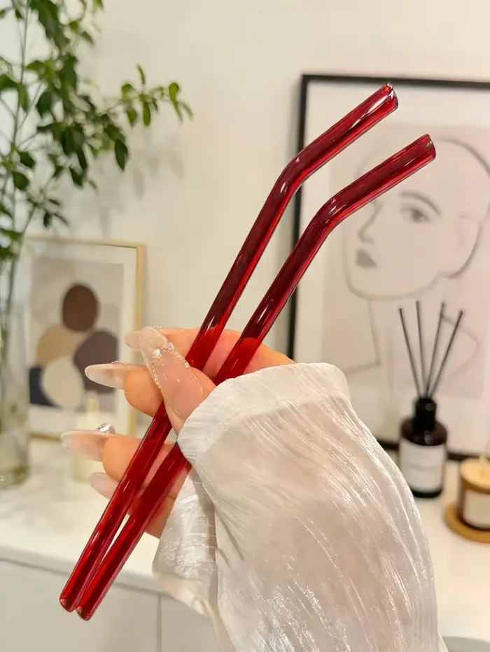 1/4/8 pailles en verre courbées