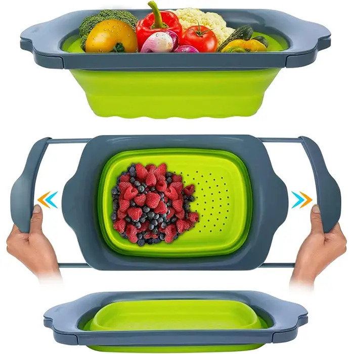 LMETJMA passoire pliable avec poignées extensibles passoire au-dessus de l'évier passoire à fruits e